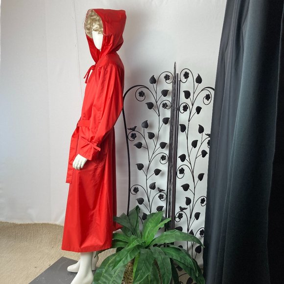 Cheerful Tangerine Hooded Raincoat Maxi - Picture 3 of 11